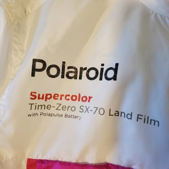Polaroid Supercolor Crop Top Windbreaker Size M White Cinch Pocket Lightweight - Picture 7 of 14